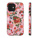 Strawberry Collage Phone Case - Pink Trendy Aesthetic Protective Phone Cover for iPhone, Samsung, Pixel