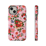 Strawberry Collage Phone Case - Pink Trendy Aesthetic Protective Phone Cover for iPhone, Samsung, Pixel