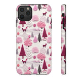Pink Winter Woodland Aesthetic Embroidery Phone Case for iPhone, Samsung, Pixel iPhone 11 Pro Max / Matte