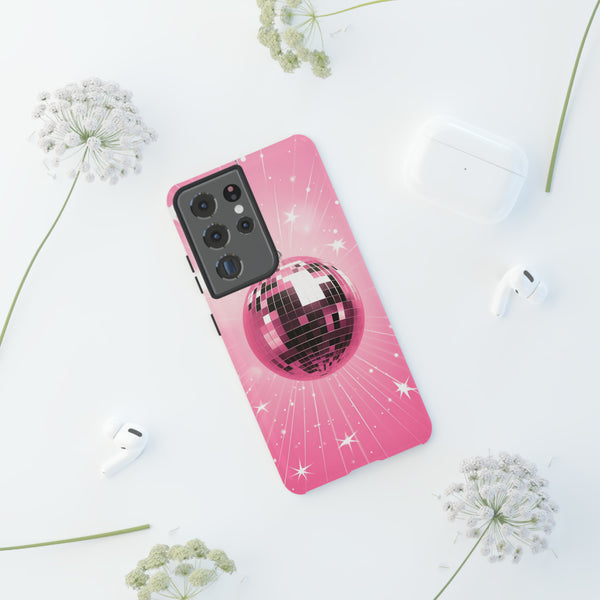 Disco Ball Phone Case - Pink Trendy Retro Mirror Ball Protective Phone Cover for iPhone, Samsung, Pixel