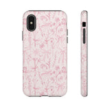 Pink Floral Bow Phone Case - Preppy Bows Protective Phone Cover for iPhone, Samsung, Pixel