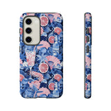 Beachy Blue Collage Phone Case - Trendy Navy Blue and Pink Aesthetic Protective Phone Cover for iPhone, Samsung, Pixel