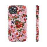 Strawberry Collage Phone Case - Pink Trendy Aesthetic Protective Phone Cover for iPhone, Samsung, Pixel