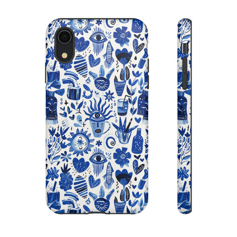 Blue State of Life Phone Case - Trendy Navy Blue Collage Protective Phone Cover for iPhone, Samsung, Pixel