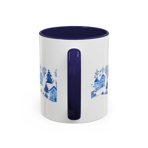 Blue Winter Village Art Mug - Holiday Christmas Cup Gift for Coffee, Tea, Hot Cocoa