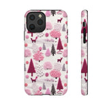 Pink Winter Woodland Aesthetic Embroidery Phone Case for iPhone, Samsung, Pixel iPhone 11 Pro / Glossy