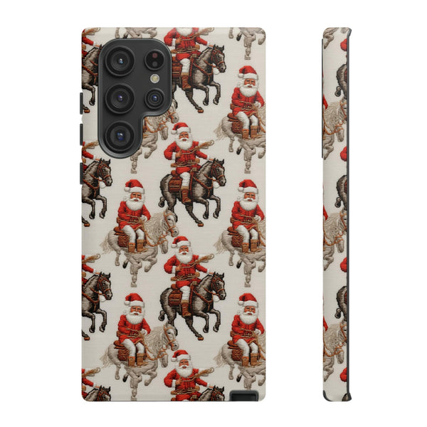 Cowboy Santa Embroidery Phone Case for iPhone, Samsung, Pixel