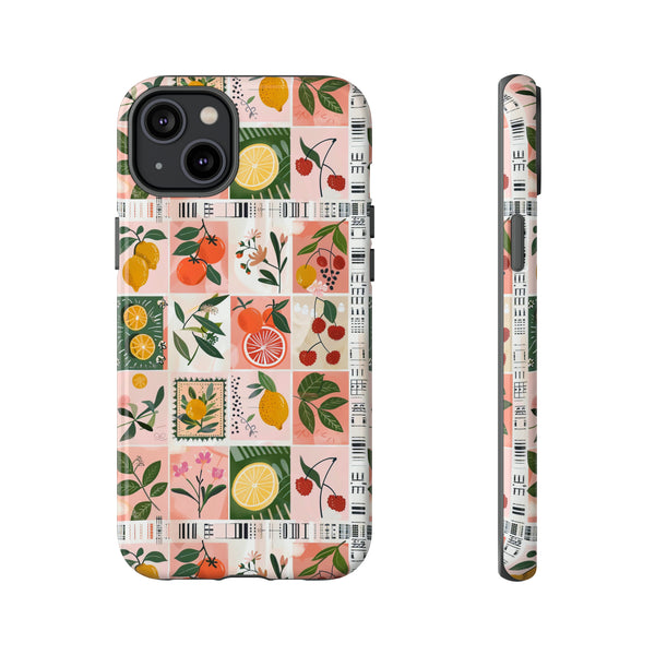 Fruit Stamps Collage Phone Case - Trendy Stickers Aesthetic Protective Phone Cover for iPhone, Samsung, Pixel