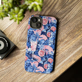 Beachy Blue Collage Phone Case - Trendy Navy Blue and Pink Aesthetic Protective Phone Cover for iPhone, Samsung, Pixel