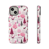 Pink Winter Woodland Aesthetic Embroidery Phone Case for iPhone, Samsung, Pixel iPhone 14 / Matte