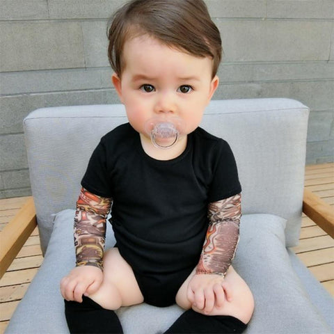 Sleeve Tattoo Print Baby Romper