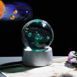 3D Engraved Solar System Sphere Medium ( 6 CM - 2.36 IN ) / Rechargeable LED Base