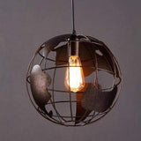 World Map Globe Pendant Light Rust iron