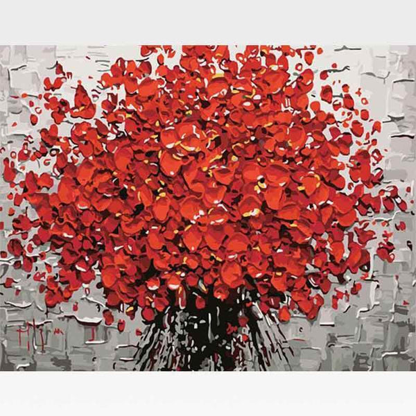 Picarts™ Abstract Red Flowers Paint-By-Numbers Kit