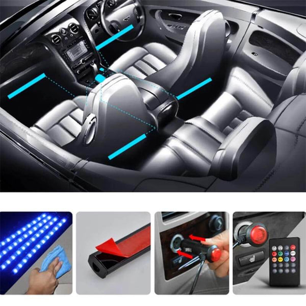 LuminAuto™ Smart Color Changing Car Interior  LED Lighting Kit (Full Kit - 4 LED Strips)