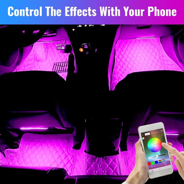 LuminAuto™ Smart Color Changing Car Interior  LED Lighting Kit (Full Kit - 4 LED Strips)