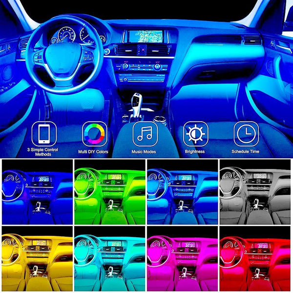 LuminAuto™ Smart Color Changing Car Interior  LED Lighting Kit (Full Kit - 4 LED Strips)