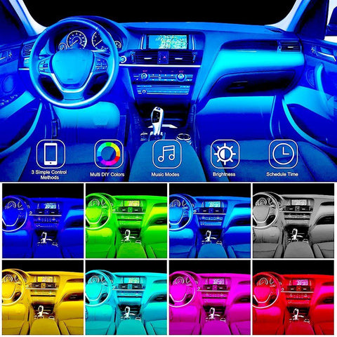 LuminAuto™ Smart Color Changing Car Interior  LED Lighting Kit (Full Kit - 4 LED Strips)
