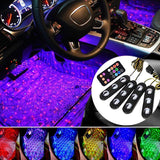 LuminAuto™ Smart Multicolor Car Interior  LED Light Kit (4 Pieces) Galaxy Edition ( Solid Light Colors  + Galaxy Stars Projection Mode)