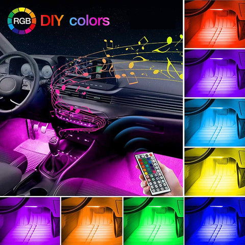 12V Led Auto Ambient Light Car Interior Light RGB Color Flashing