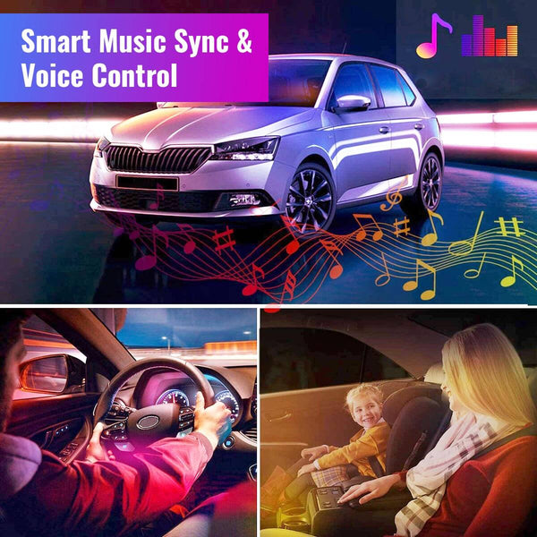 LuminAuto™ Smart Color Changing Car Interior  LED Lighting Kit (Full Kit - 4 LED Strips)
