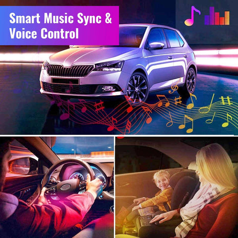 LuminAuto™ Smart Color Changing Car Interior  LED Lighting Kit (Full Kit - 4 LED Strips)