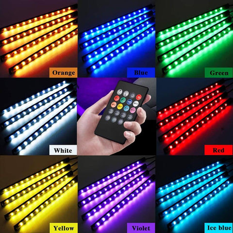 LuminAuto™ Smart Color Changing Car Interior  LED Lighting Kit (Full Kit - 4 LED Strips)