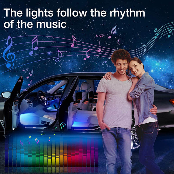 LuminAuto™ Smart Color Changing Car Interior  LED Lighting Kit (Full Kit - 4 LED Strips)