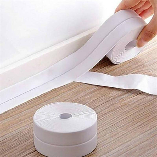 EasyCaulk™ Magic Anti-Mold Peel & Stick Self-Adhesive Caulk Tape Strip White - Solid