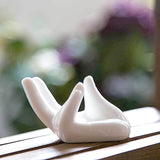 Ceramic Hand Decor Stand For Moon Lamp White