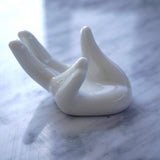 Ceramic Hand Decor Stand For Moon Lamp White