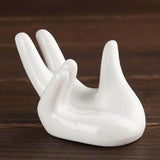Ceramic Hand Decor Stand For Moon Lamp White