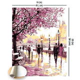 Cherry Blossoms Walk Paint-By-Numbers Kit Without Frame