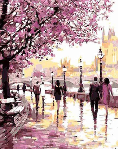 Picarts™ Cherry Blossoms Walk Paint-By-Numbers Kit
