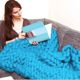 Chunky Knitted Blanket White / 60 X 60 (cm)