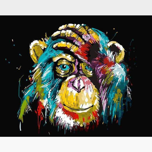Rainbow Monkey Paint-By-Numbers Kit