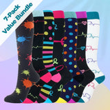 Comfort-Pro™ Creative Medical Compression Socks For Men & Women  (Enhanced Gradual Compression) All Week Sassy | 7-Pack / Medium