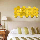 DIY Mirror Self-Adhesive Removable Wall Sticker Decals (12 Pieces) Gold (12 Pieces)