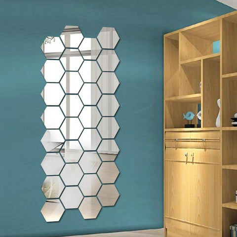 DIY Mirror Self-Adhesive Removable Wall Sticker Decals (12 Pieces)