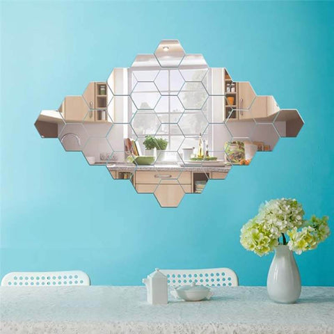 DIY Mirror Self-Adhesive Removable Wall Sticker Decals (12 Pieces)