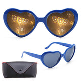HaloHearts™ Magical Heart Diffraction Special Effect Glasses Azure Blue / With Storage Case
