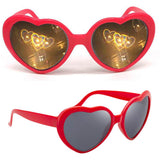 HaloHearts™ Magical Heart Diffraction Special Effect Glasses Rose Red / Without Storage Case