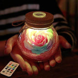 Illuminated Rose In a Bottle Light Purple