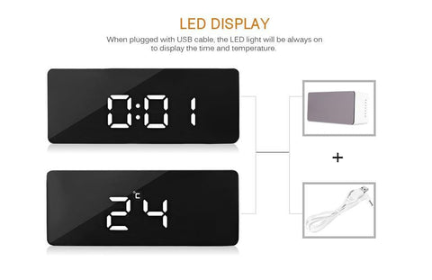 Lumina™ 3-In-1 LED Mirror Alarm Clock