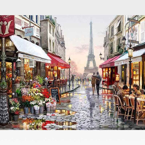 Paris Street Rainy Day Paint-By-Numbers Kit