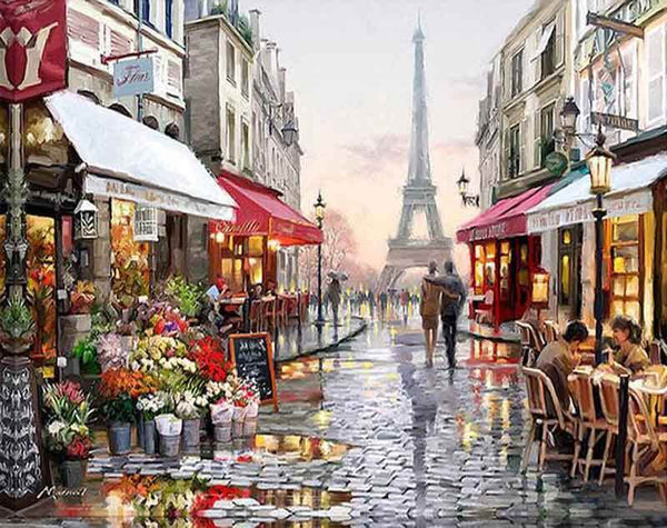 Picarts™ Paris Street Rainy Day Paint-By-Numbers Kit
