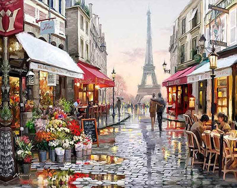 Picarts™ Paris Street Rainy Day Paint-By-Numbers Kit