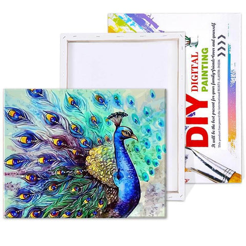 Peacock Paint by Numbers Oil Painting for Adults Kids Paint by