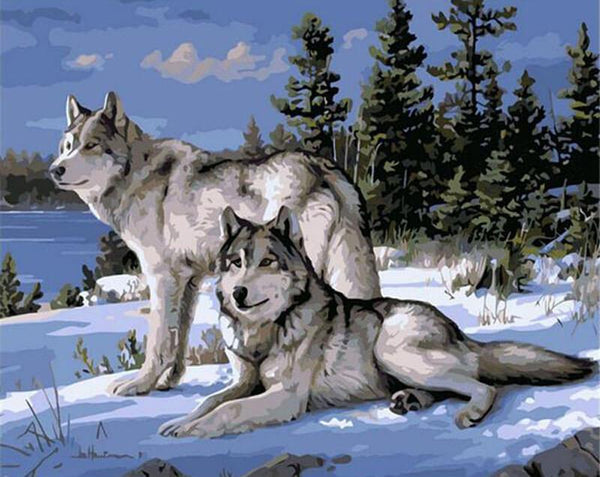 Picarts™ Snowy Wolves Paint-By-Numbers Kit
