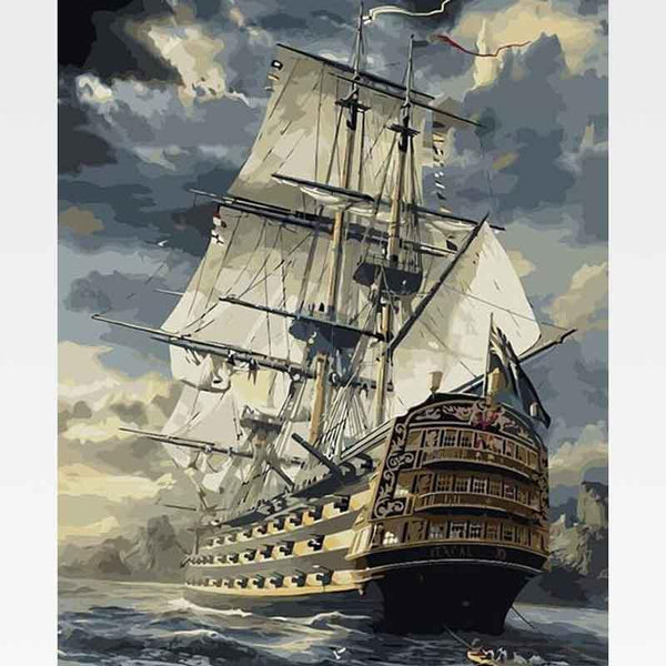 Majestic Storm Ship Paint-By-Numbers Kit